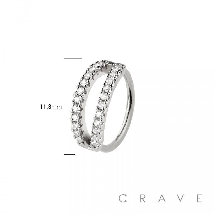 DOUBLE CZ LINE 316L SURGICAL STEEL HOOP NOSE RING