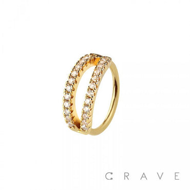 DOUBLE CZ LINE 316L SURGICAL STEEL HOOP NOSE RING