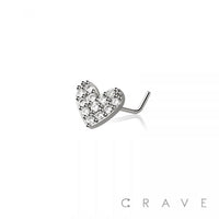 MULTI CZ HEART 316L SURGICAL STEEL L-SHAPE NOSE RING