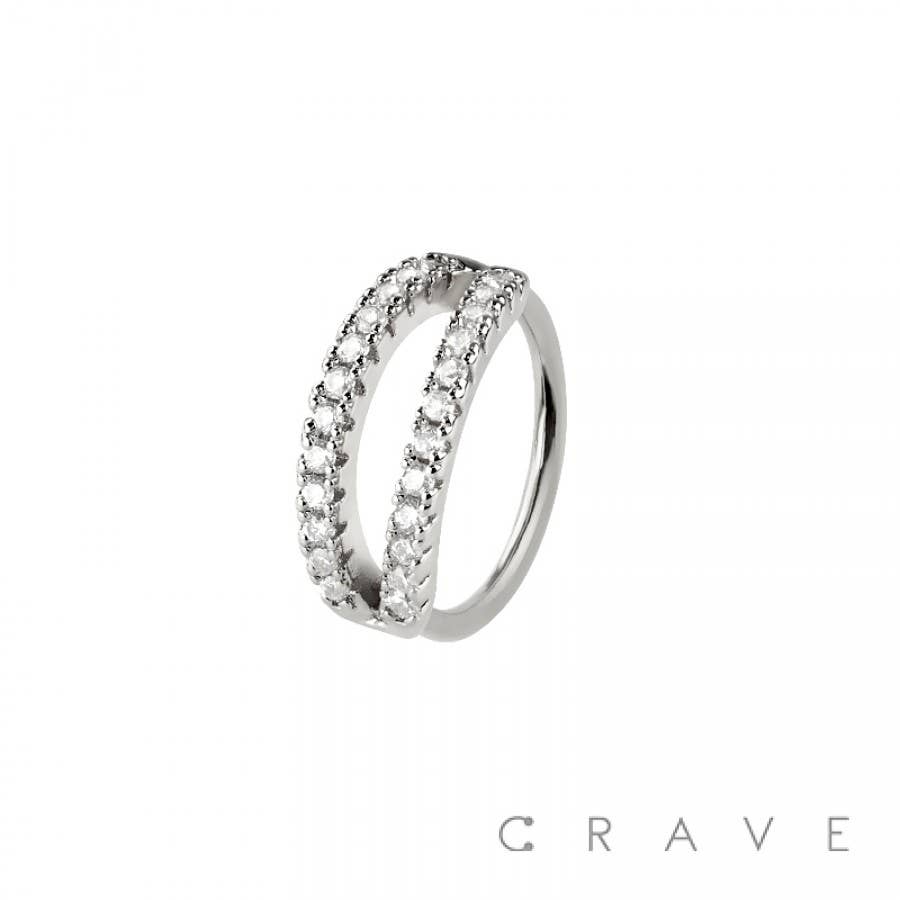 DOUBLE CZ LINE 316L SURGICAL STEEL HOOP NOSE RING