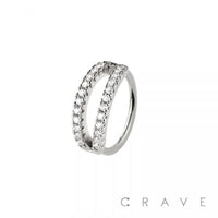 DOUBLE CZ LINE 316L SURGICAL STEEL HOOP NOSE RING