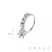CZ 6 PETALS FLOWER PRONG DANGLE ROUND CZ GEM O-RING NOSE HOO