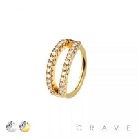 DOUBLE CZ LINE 316L SURGICAL STEEL HOOP NOSE RING