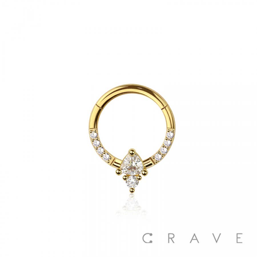 316L SURGICAL STEEL MULTI CZ REVERSE DROP AND BEZEL SEPTUM