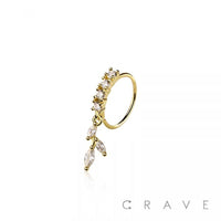 MULTI CZ MARQUISE TRIPLE LEAF CZ DANGLE 316L SURGICAL STEEL