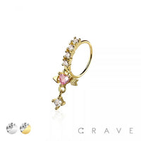 MULTI CZ HEART ARROW CROSS CUPID SQUARE CZ DANGLE 316L SURGI