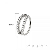 DOUBLE CZ LINE 316L SURGICAL STEEL HOOP NOSE RING