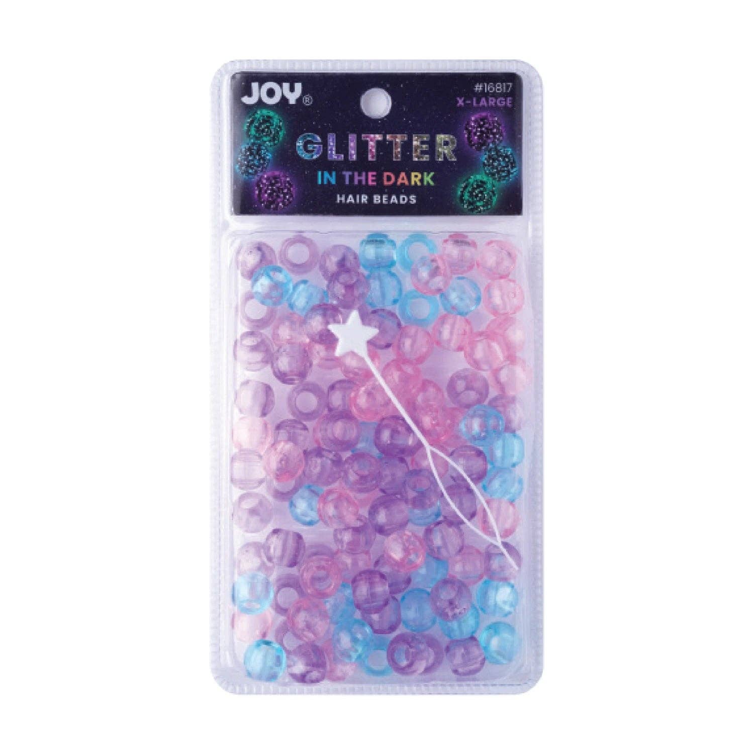 Joy Twin Beads Ponytailer 25mm 5ct Glitter Glow Pastel