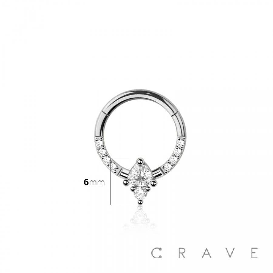 316L SURGICAL STEEL MULTI CZ REVERSE DROP AND BEZEL SEPTUM