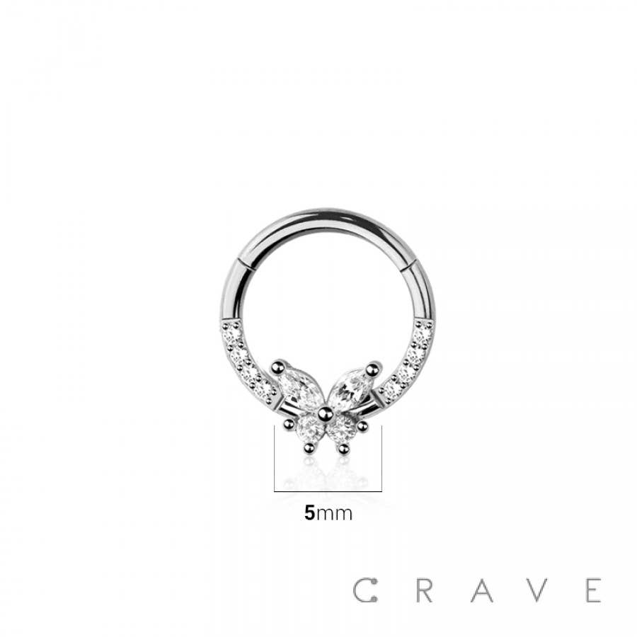 316L SURGICAL STEEL MULTI CZ BUTTERFLY SEPTUM HINGED SEGMENT