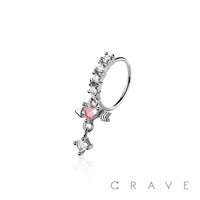 MULTI CZ HEART ARROW CROSS CUPID SQUARE CZ DANGLE 316L SURGI