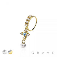 MULTI CZ ARROW CROSS CZ DANGLE 316L SURGICAL STEEL NOSE HOOP