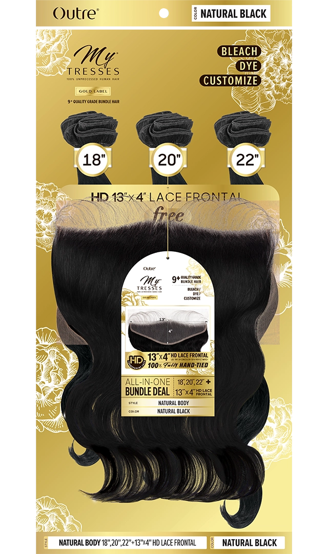 Mytress Gold Natural body 13x4 HD lc frontal black