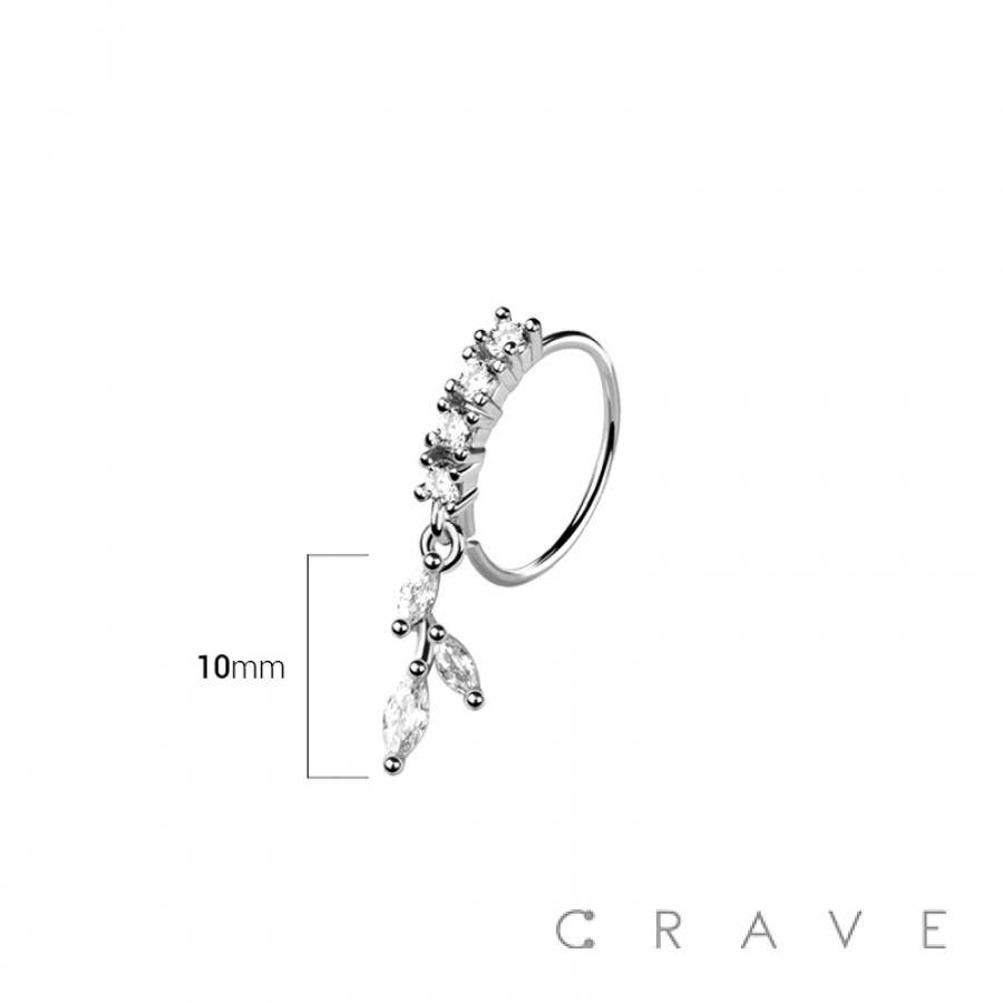 MULTI CZ MARQUISE TRIPLE LEAF CZ DANGLE 316L SURGICAL STEEL