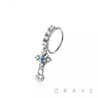 MULTI CZ ARROW CROSS CZ DANGLE 316L SURGICAL STEEL NOSE HOOP