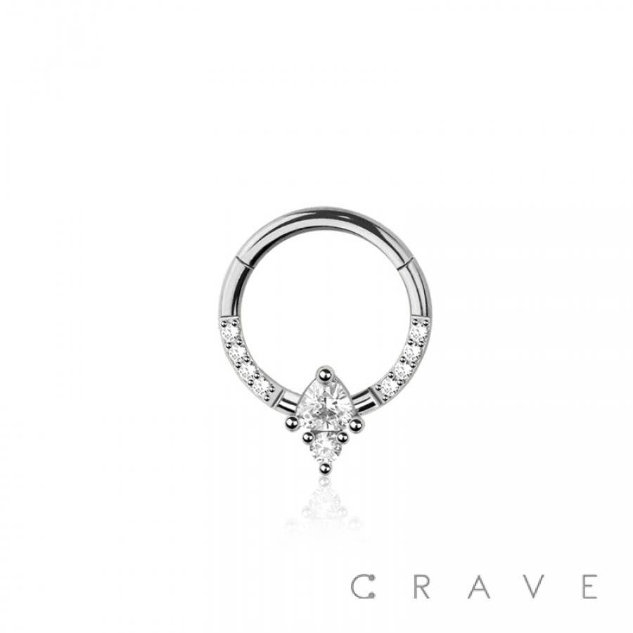316L SURGICAL STEEL MULTI CZ REVERSE DROP AND BEZEL SEPTUM