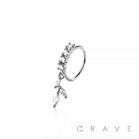 MULTI CZ MARQUISE TRIPLE LEAF CZ DANGLE 316L SURGICAL STEEL