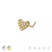 MULTI CZ HEART 316L SURGICAL STEEL L-SHAPE NOSE RING