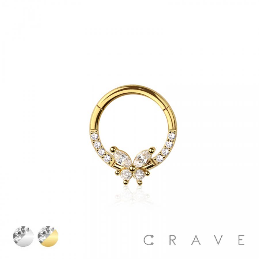 316L SURGICAL STEEL MULTI CZ BUTTERFLY SEPTUM HINGED SEGMENT