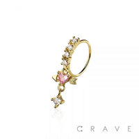 MULTI CZ HEART ARROW CROSS CUPID SQUARE CZ DANGLE 316L SURGI