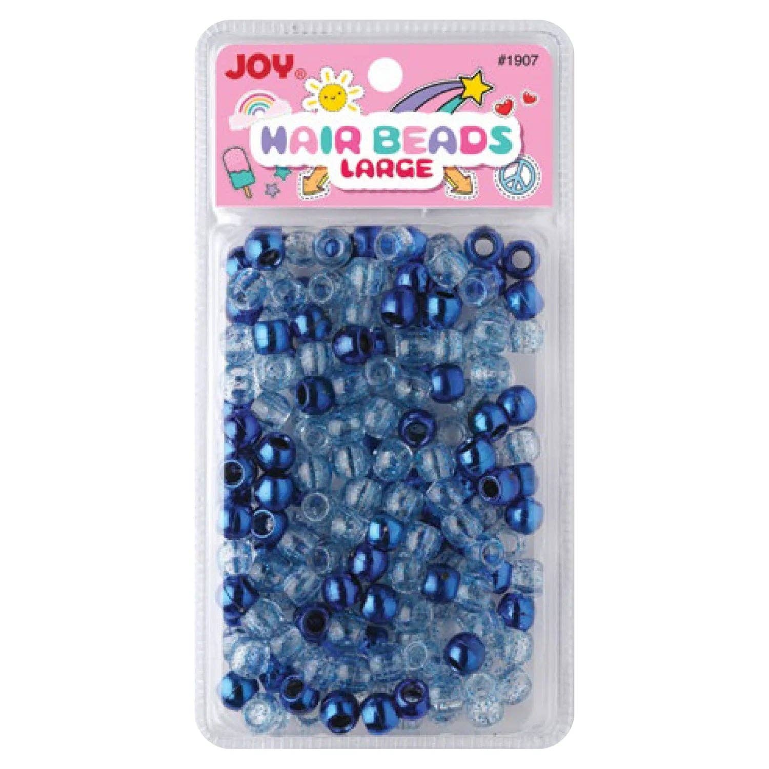 Joy Large Hair Beads 240Ct Blue Metallic & Glitter