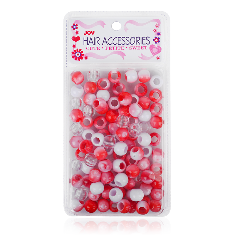 Joy Round Plastic Beads XL Red Two Tone Mix