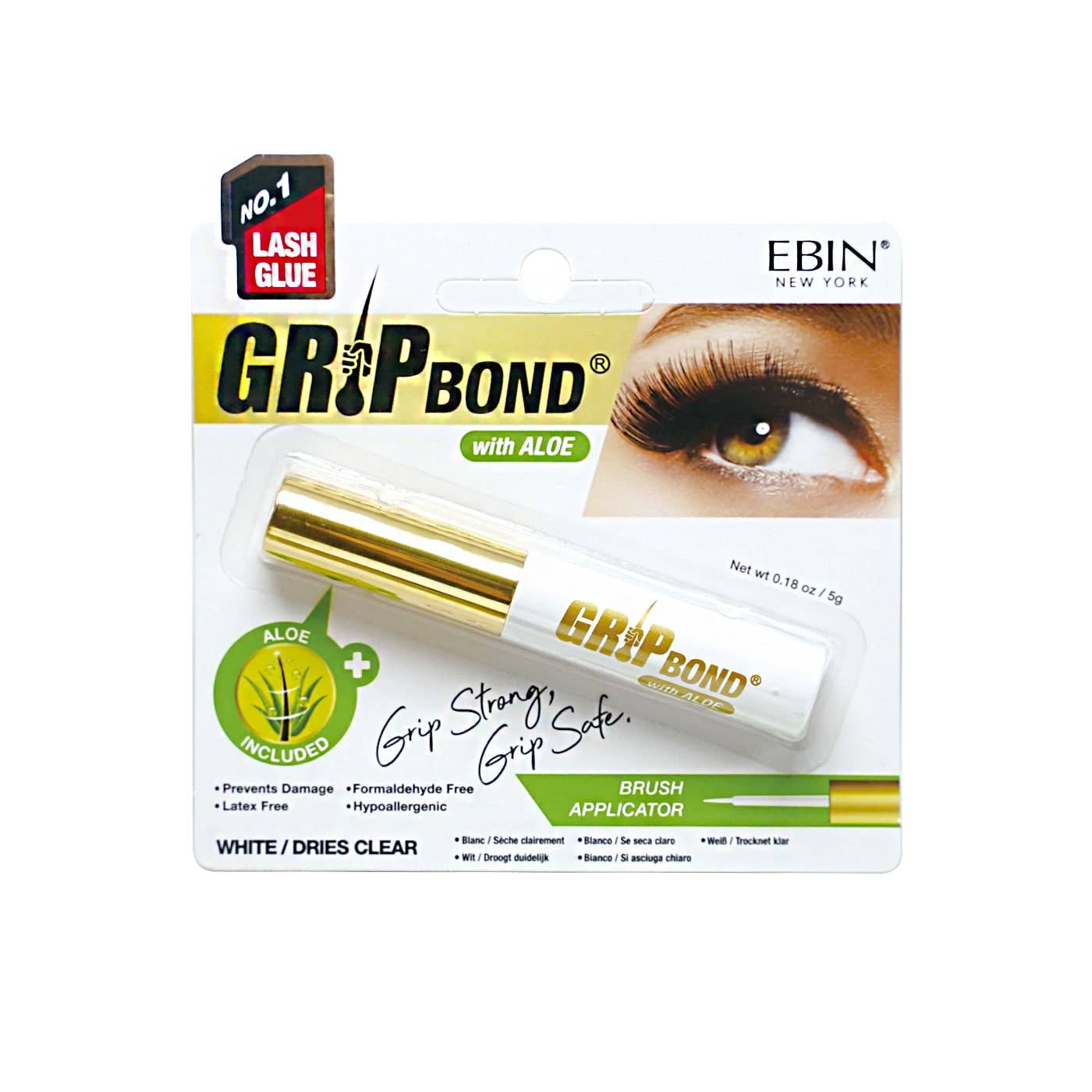 GRIP BOND LASH ADHESIVE with ALOE - WHITE / BRUSH